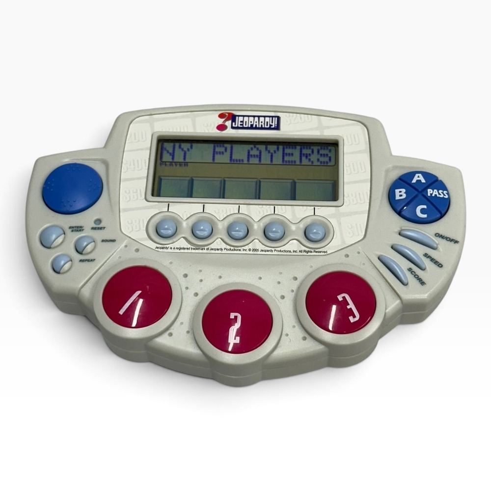 Jeopardy! Handheld Electronic Game 2005 Trivia Console Gray 3-Player 64243A